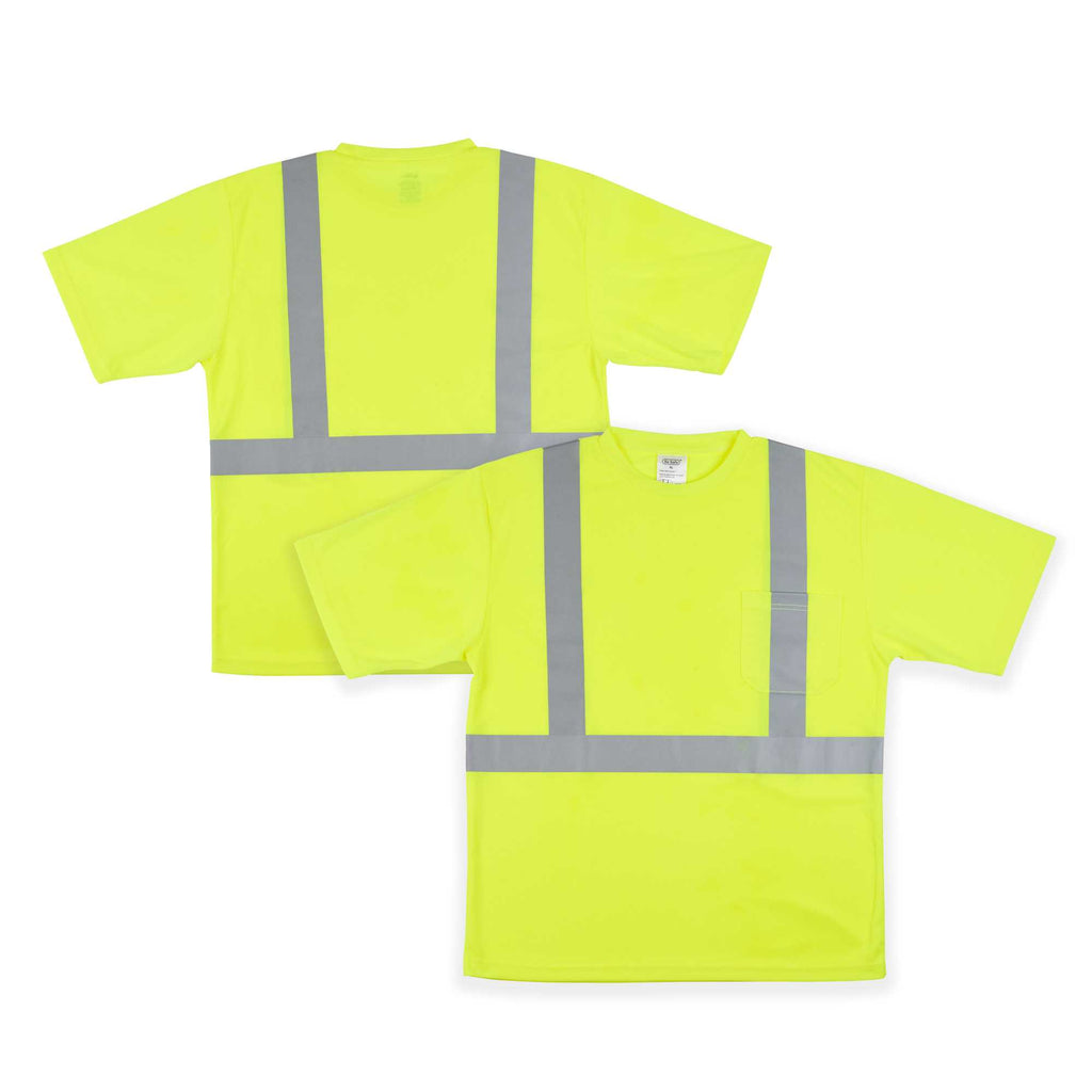 Be Safe Type R Class 2 Lime XL High Visibility Mesh Safety Shirt - Short Sleeve, Reflective Tape - 1 count box