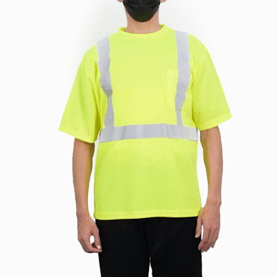 Be Safe Type R Class 2 Lime XL High Visibility Mesh Safety Shirt - Short Sleeve, Reflective Tape - 1 count box