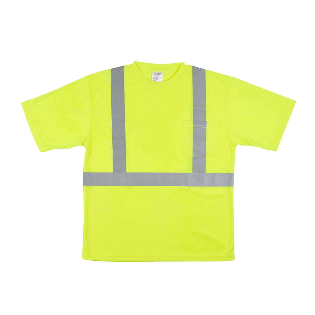 Be Safe Type R Class 2 Lime XL High Visibility Mesh Safety Shirt - Short Sleeve, Reflective Tape - 1 count box