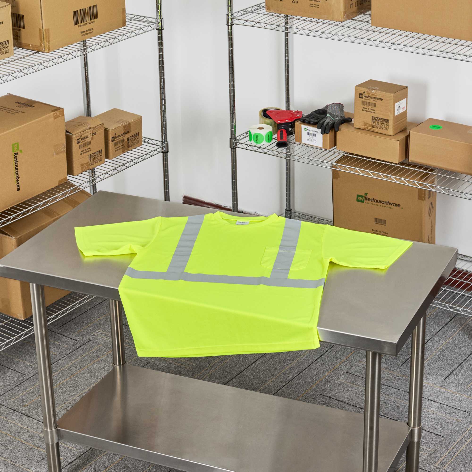 Be Safe Type R Class 2 Lime 2XL High Visibility Mesh Safety Shirt - Short Sleeve, Reflective Tape - 1 count box