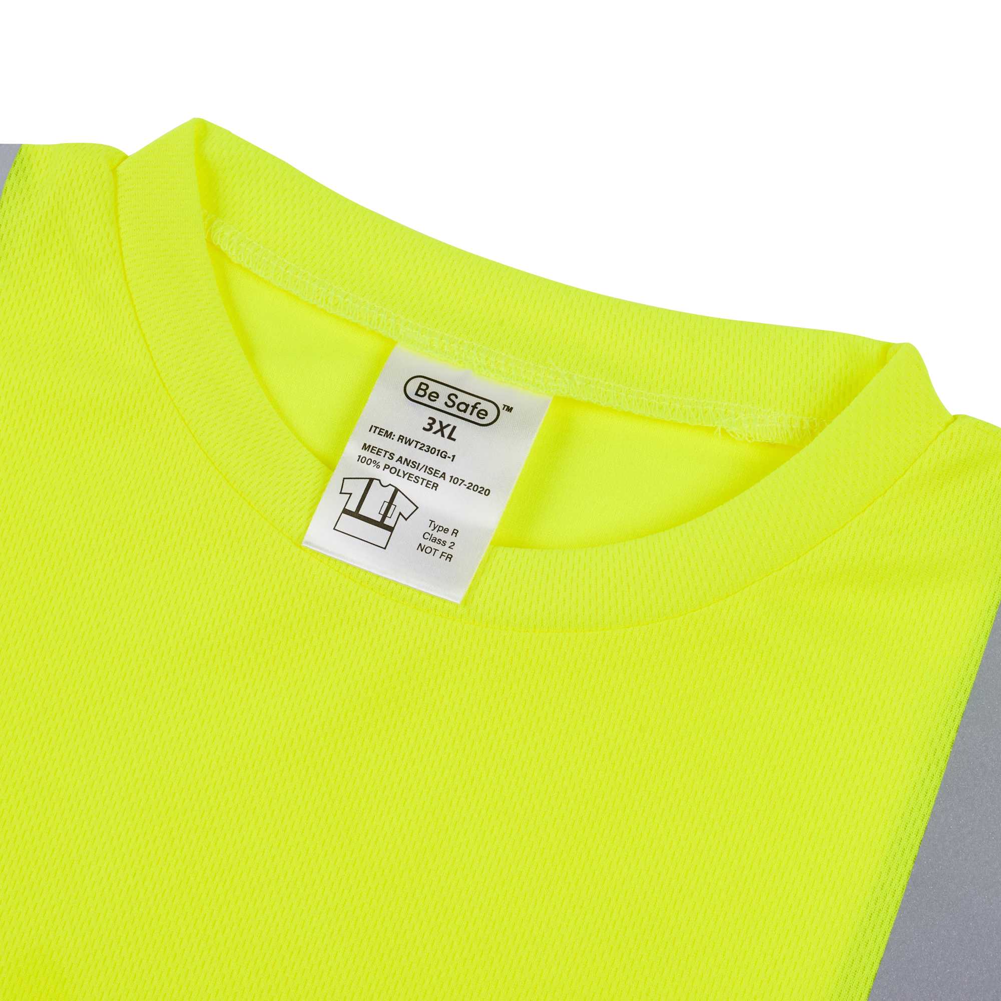 Be Safe Type R Class 2 Lime 3XL High Visibility Mesh Safety Shirt - Short Sleeve, Reflective Tape - 20 count box