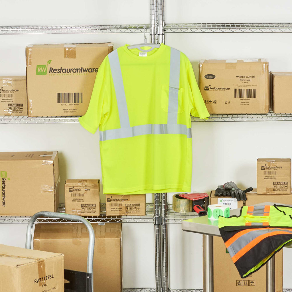 Be Safe Type R Class 2 Lime 3XL High Visibility Mesh Safety Shirt - Short Sleeve, Reflective Tape - 20 count box