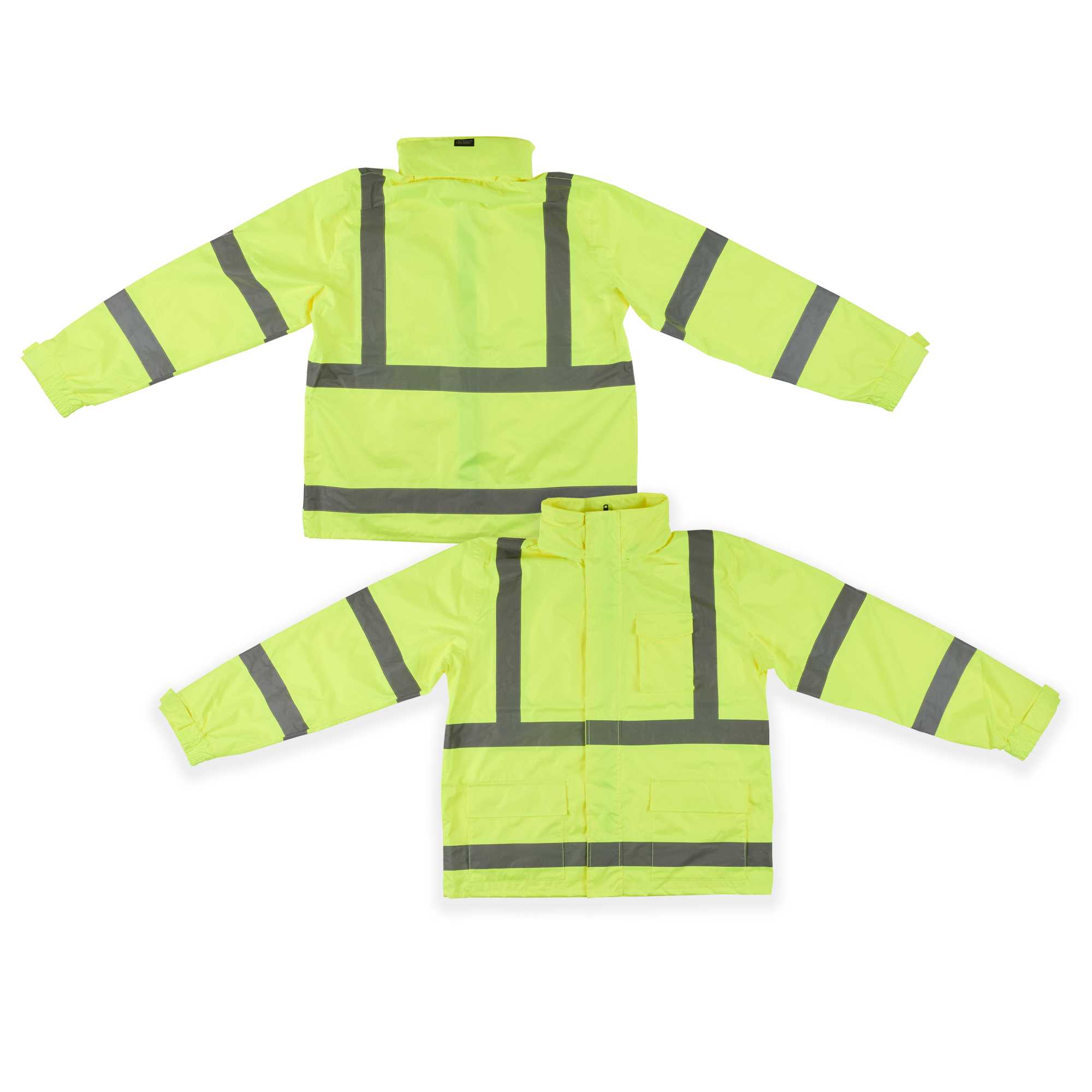 Be Safe Type R Class 3 Lime M High Visibility Lightweight Rain Jacket - Zipper Closure, Reflective Tape - 1 count box