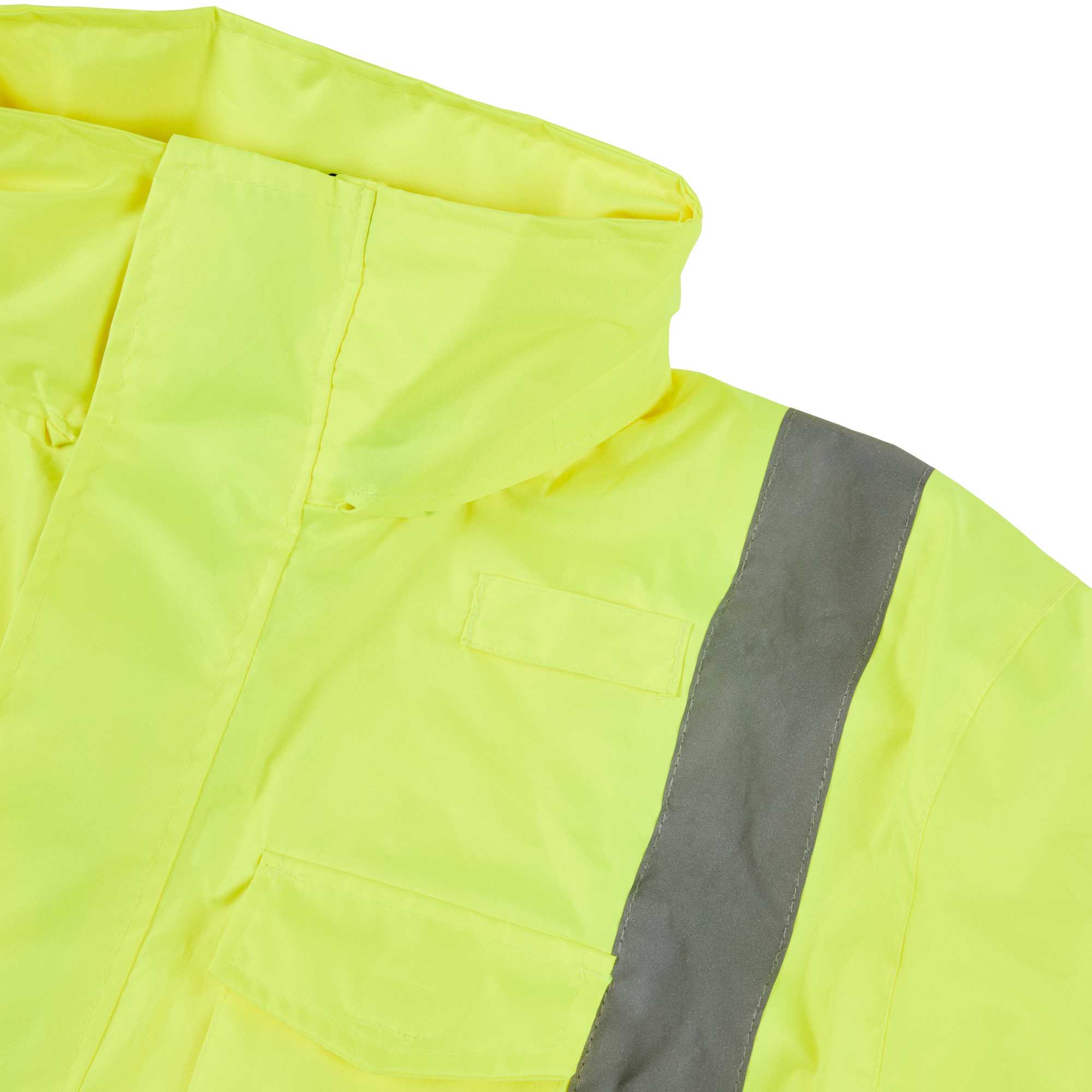 Be Safe Type R Class 3 Lime M High Visibility Lightweight Rain Jacket - Zipper Closure, Reflective Tape - 20 count box