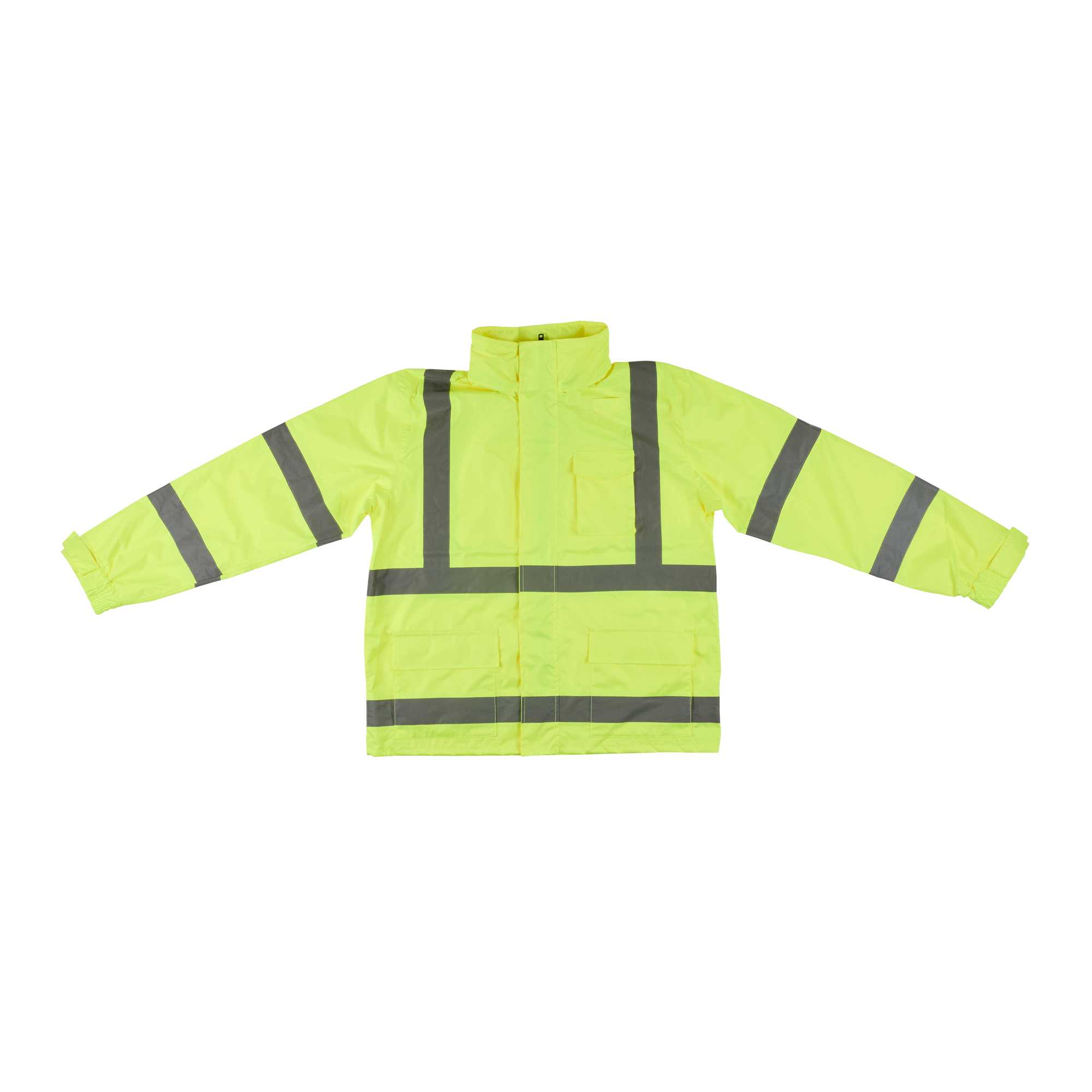 Be Safe Type R Class 3 Lime L High Visibility Lightweight Rain Jacket - Zipper Closure, Reflective Tape - 1 count box
