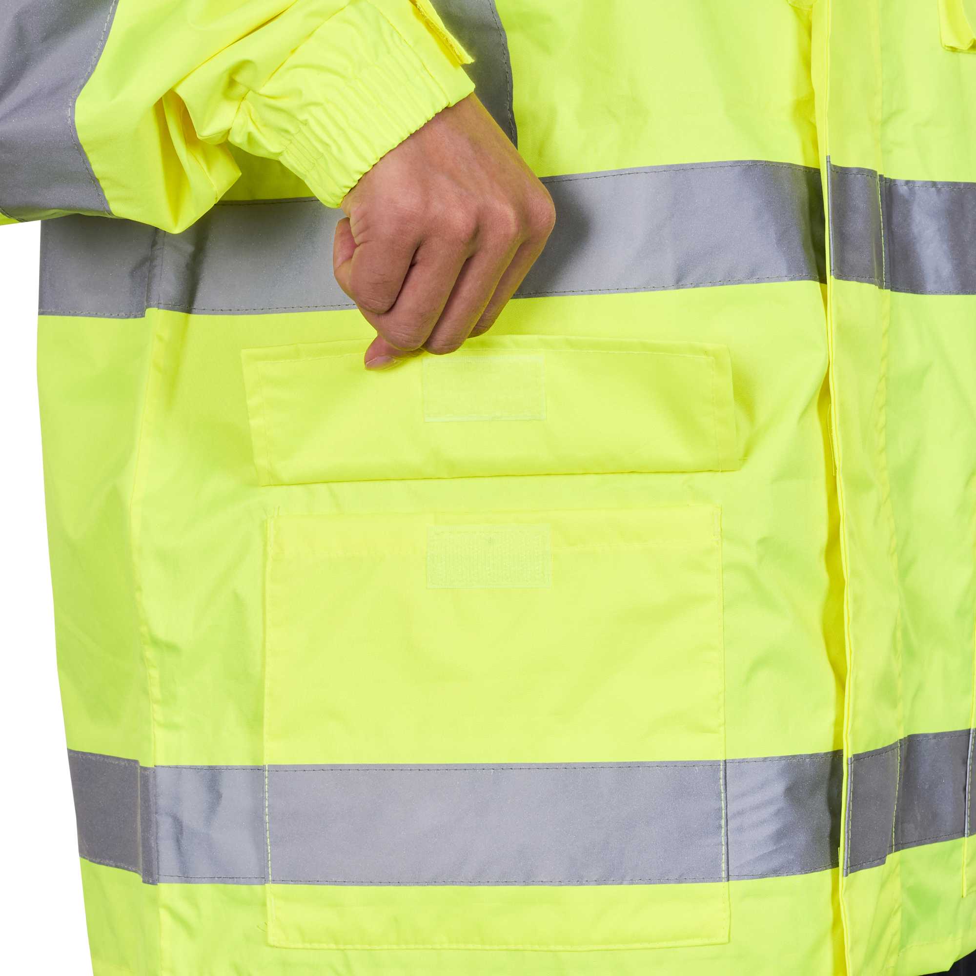 Be Safe Type R Class 3 Lime XL High Visibility Lightweight Rain Jacket - Zipper Closure, Reflective Tape - 1 count box