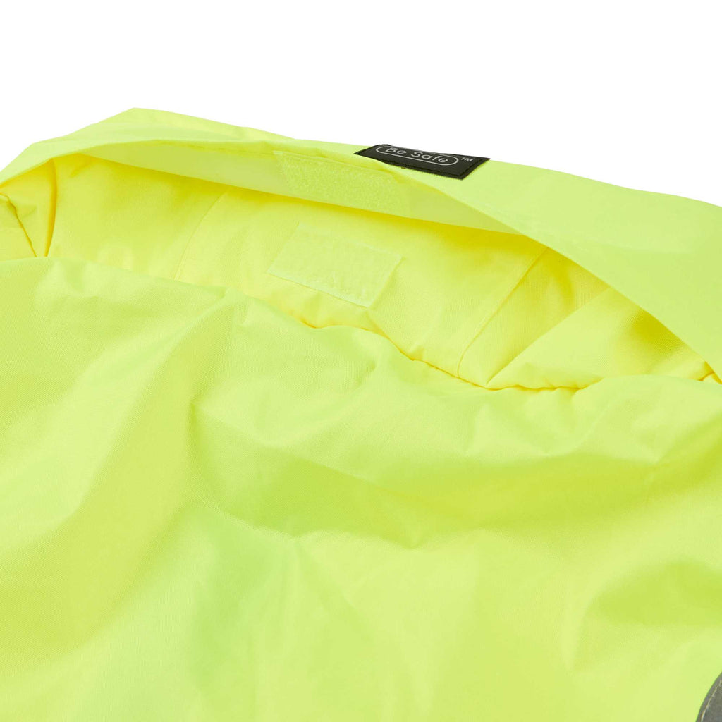 Be Safe Type R Class 3 Lime XL High Visibility Lightweight Rain Jacket - Zipper Closure, Reflective Tape - 1 count box