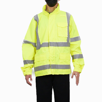 Be Safe Type R Class 3 Lime 2XL High Visibility Lightweight Rain Jacket - Zipper Closure, Reflective Tape - 20 count box