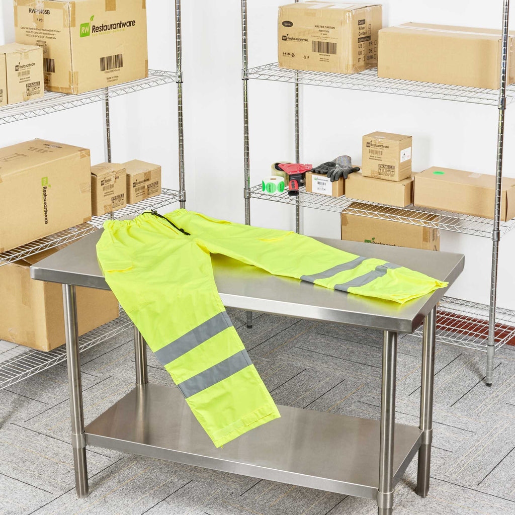 Be Safe Class E Lime M High Visibility Lightweight Rain Pants - Reflective Tape - 1 count box
