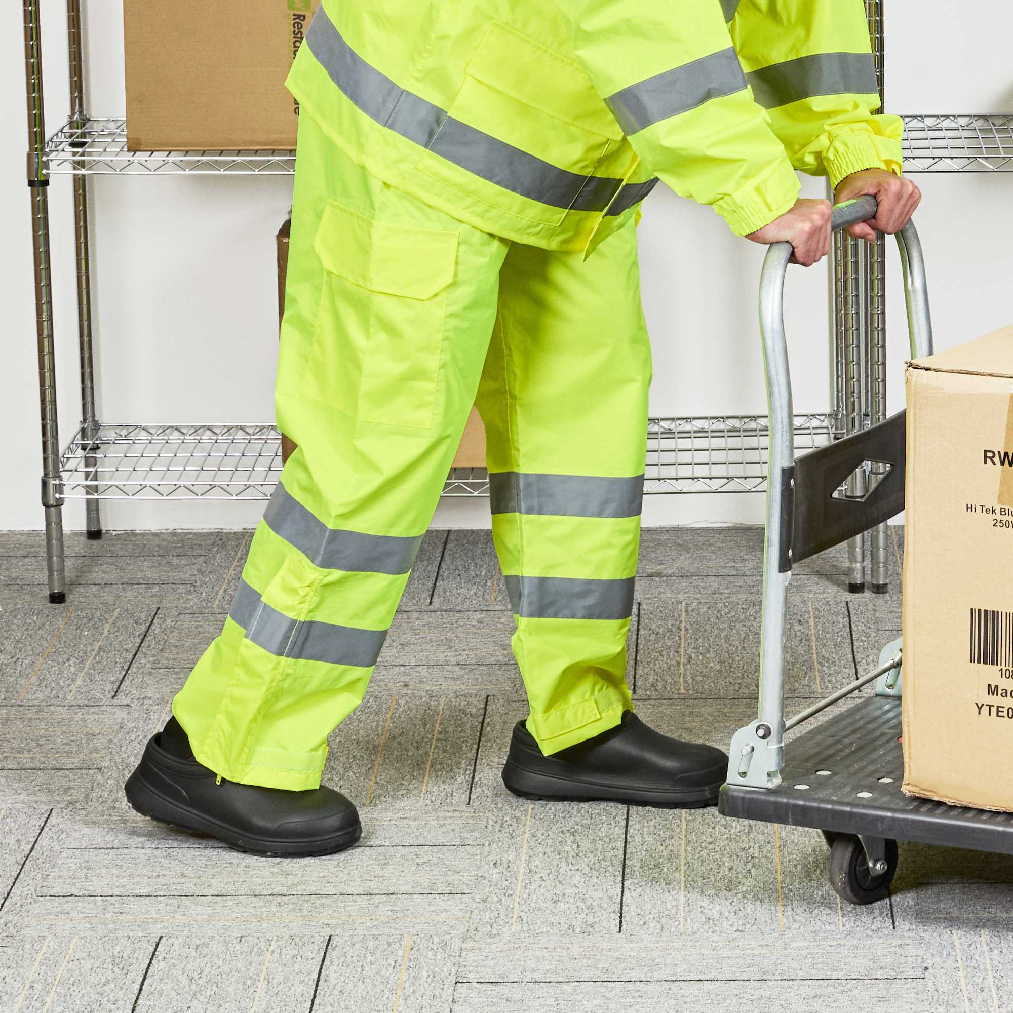 Be Safe Class E Lime M High Visibility Lightweight Rain Pants - Reflective Tape - 20 count box