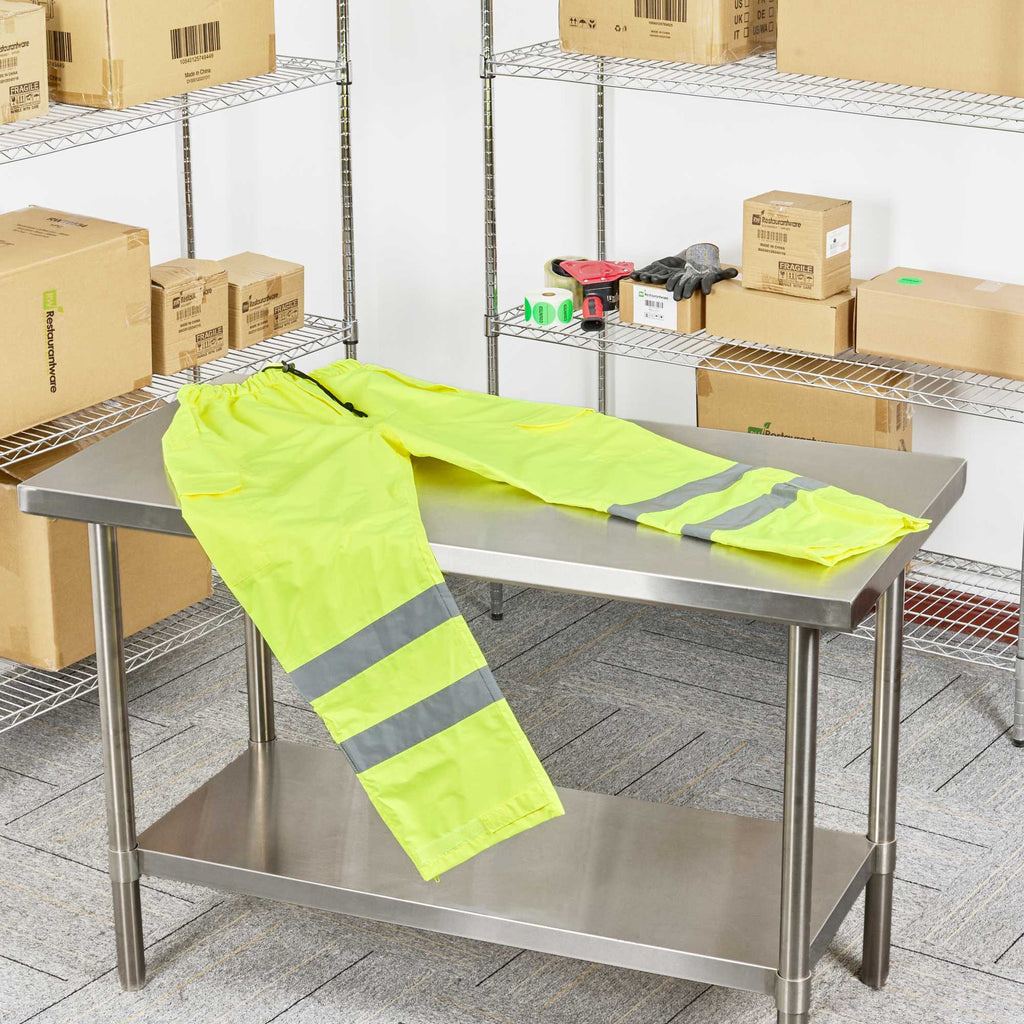 Be Safe Class E Lime L High Visibility Lightweight Rain Pants - Reflective Tape - 1 count box