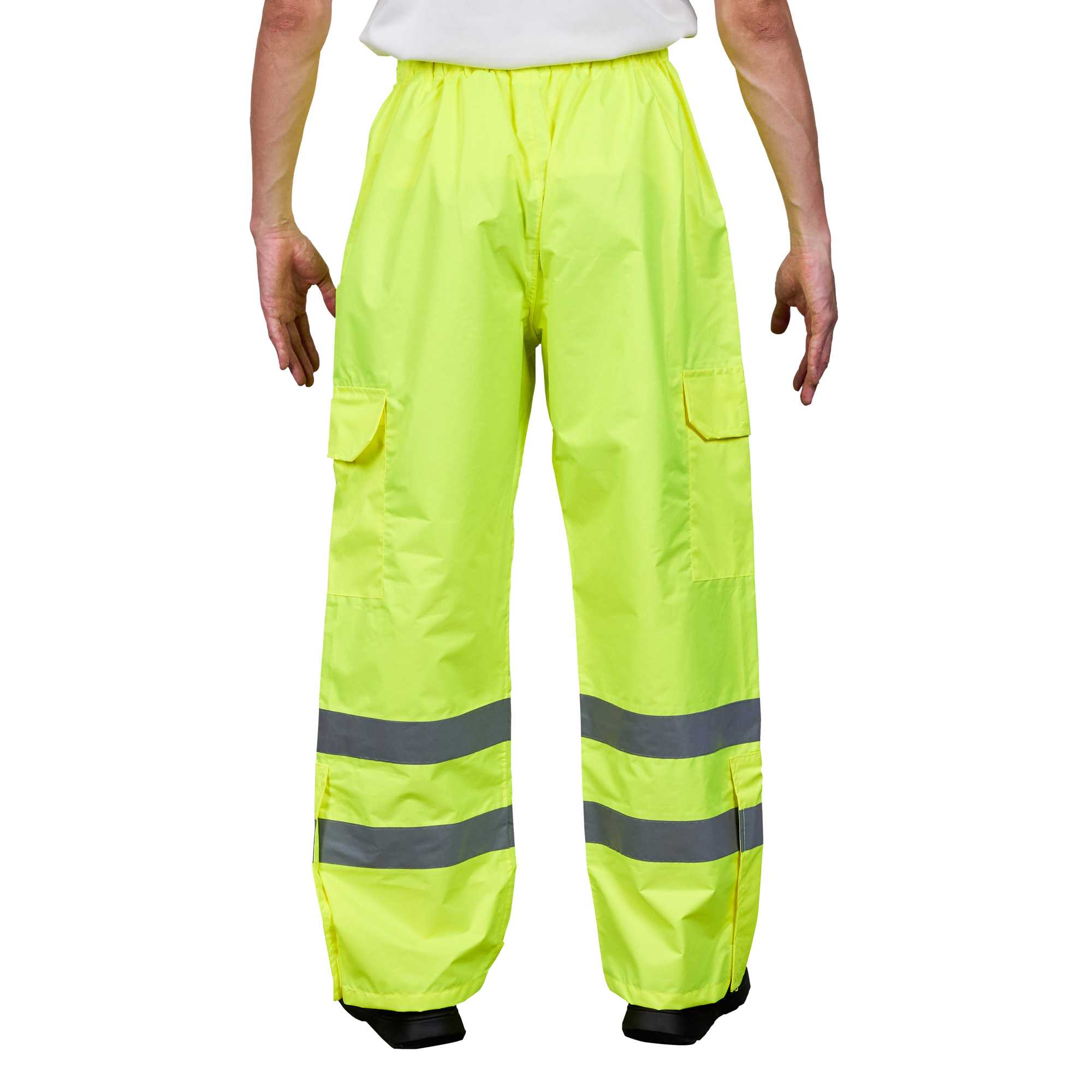 Be Safe Class E Lime L High Visibility Lightweight Rain Pants - Reflective Tape - 1 count box