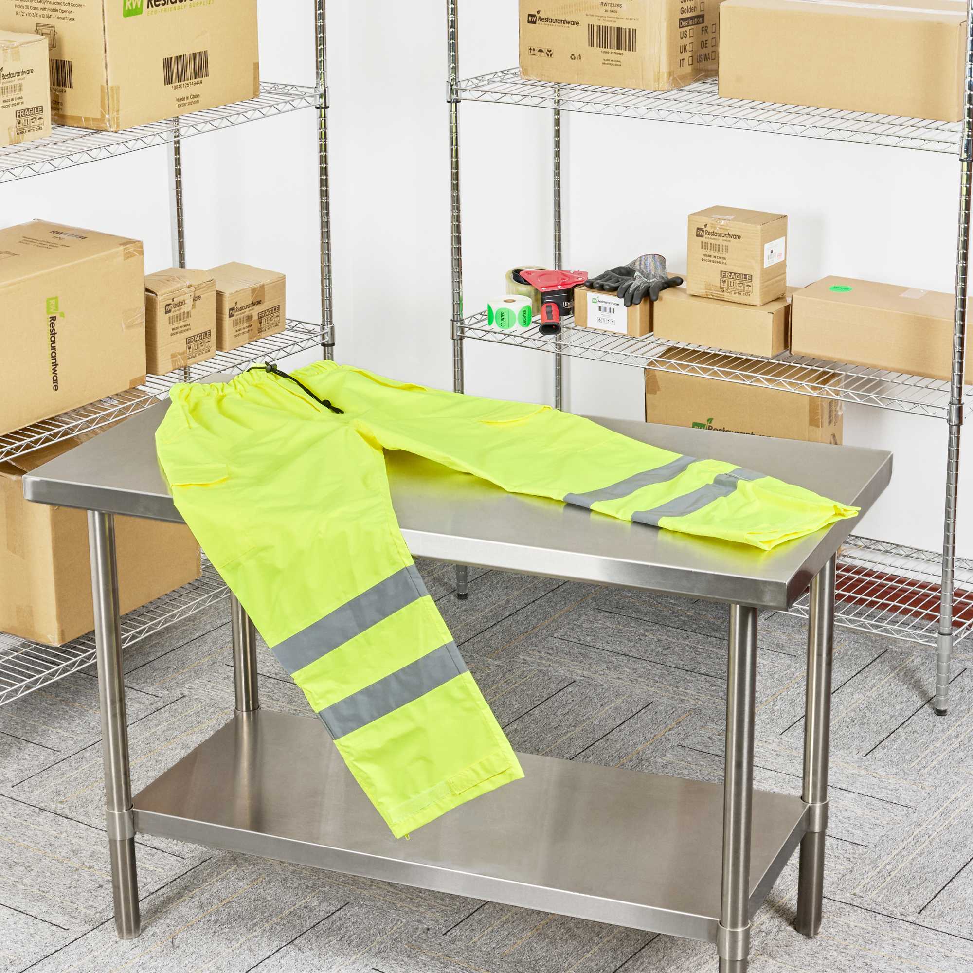 Be Safe Class E Lime 2XL High Visibility Lightweight Rain Pants - Reflective Tape - 1 count box