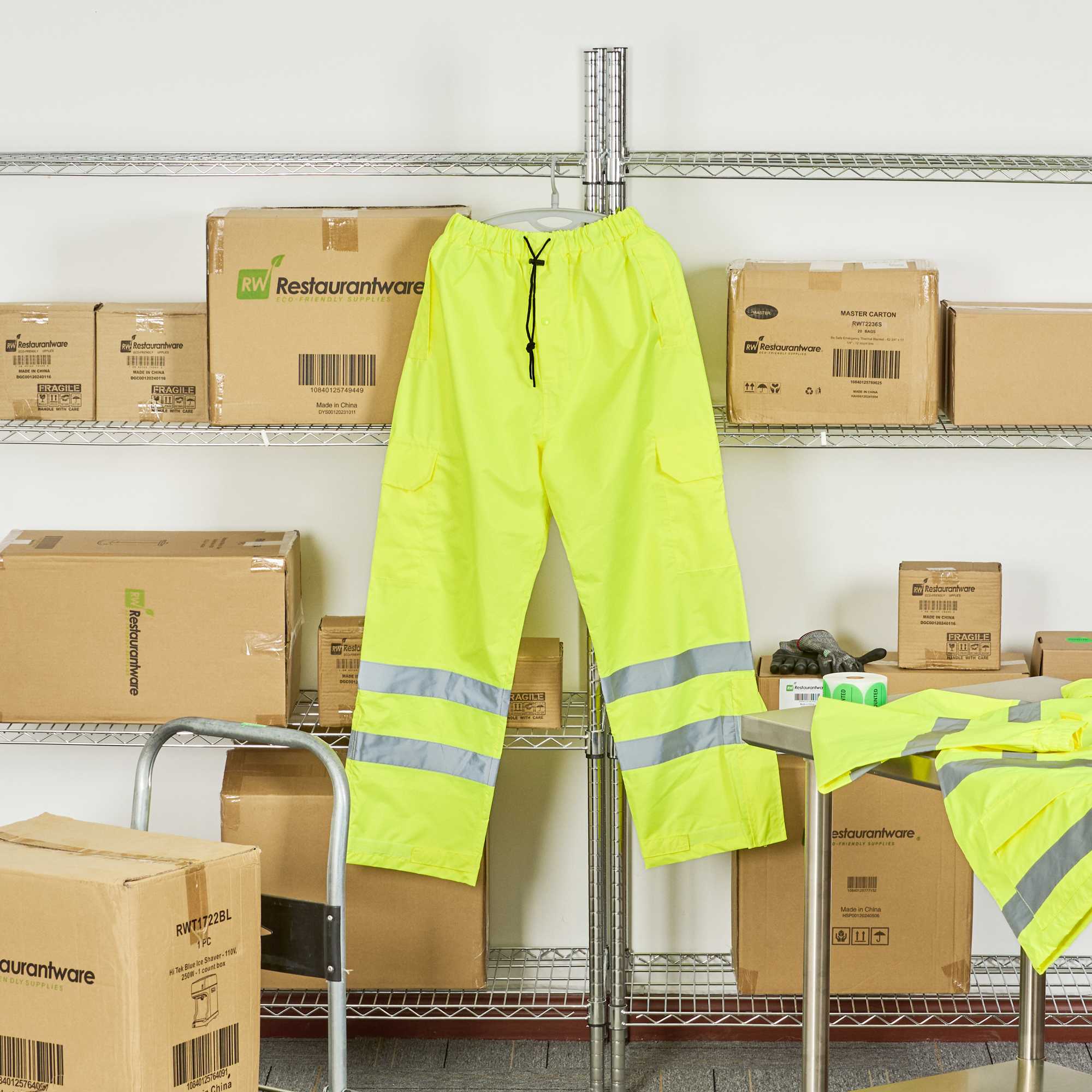 Be Safe Class E Lime 2XL High Visibility Lightweight Rain Pants - Reflective Tape - 1 count box