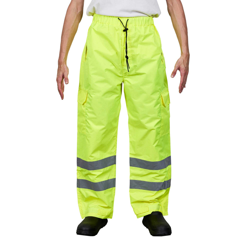 Be Safe Class E Lime 2XL High Visibility Lightweight Rain Pants - Reflective Tape - 20 count box