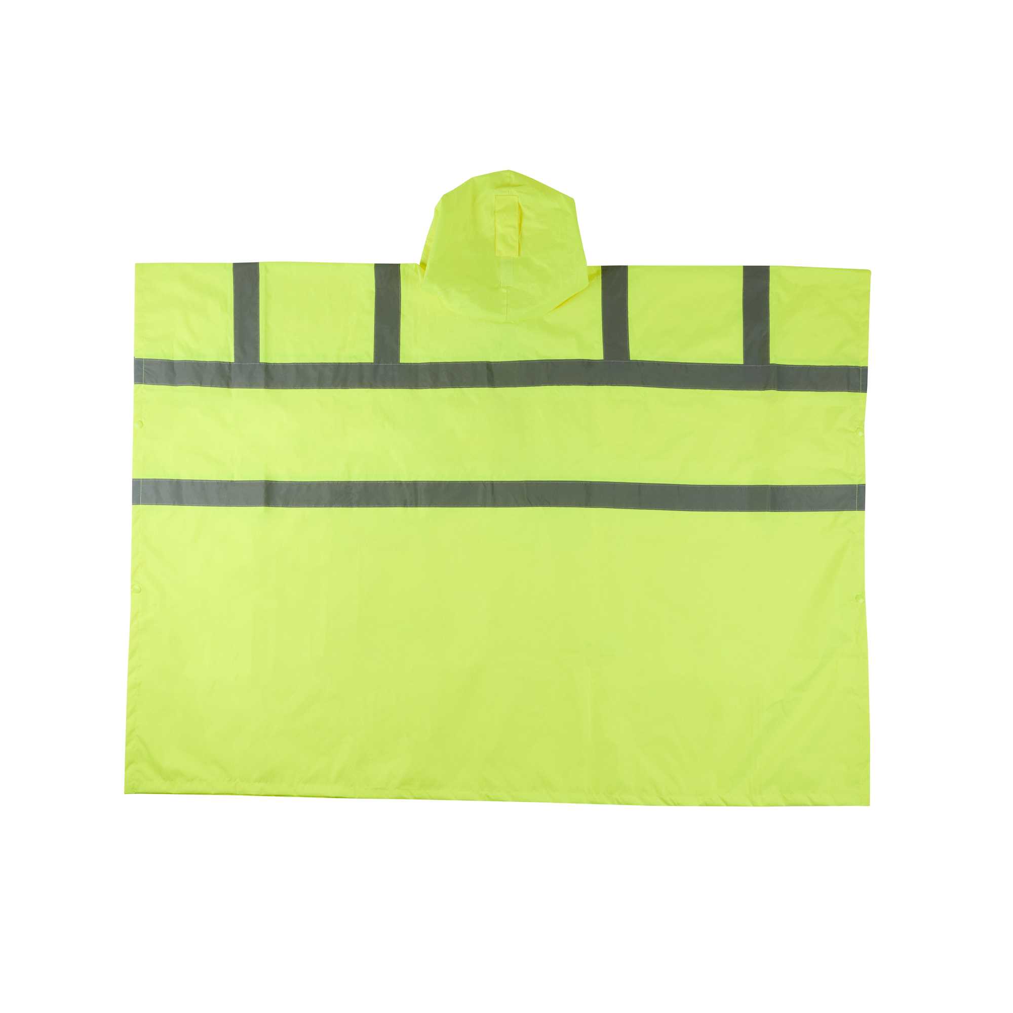 Be Safe Type R Class 3 Lime One Size Fits All High Visibility Lightweight Rain Poncho - Reflective Tape - 1 count box