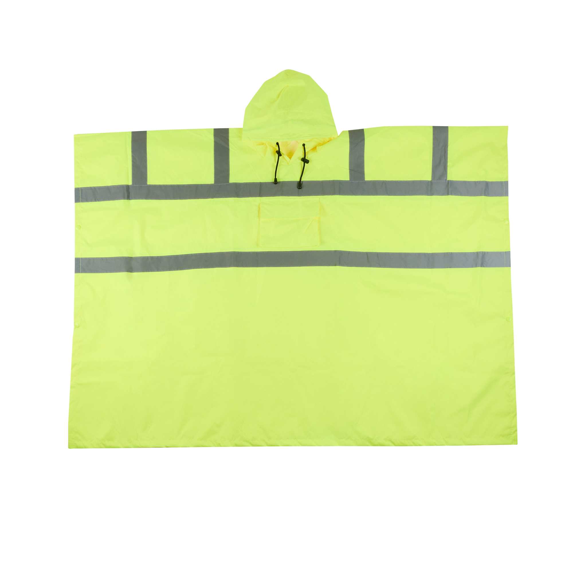 Be Safe Type R Class 3 Lime One Size Fits All High Visibility Lightweight Rain Poncho - Reflective Tape - 20 count box