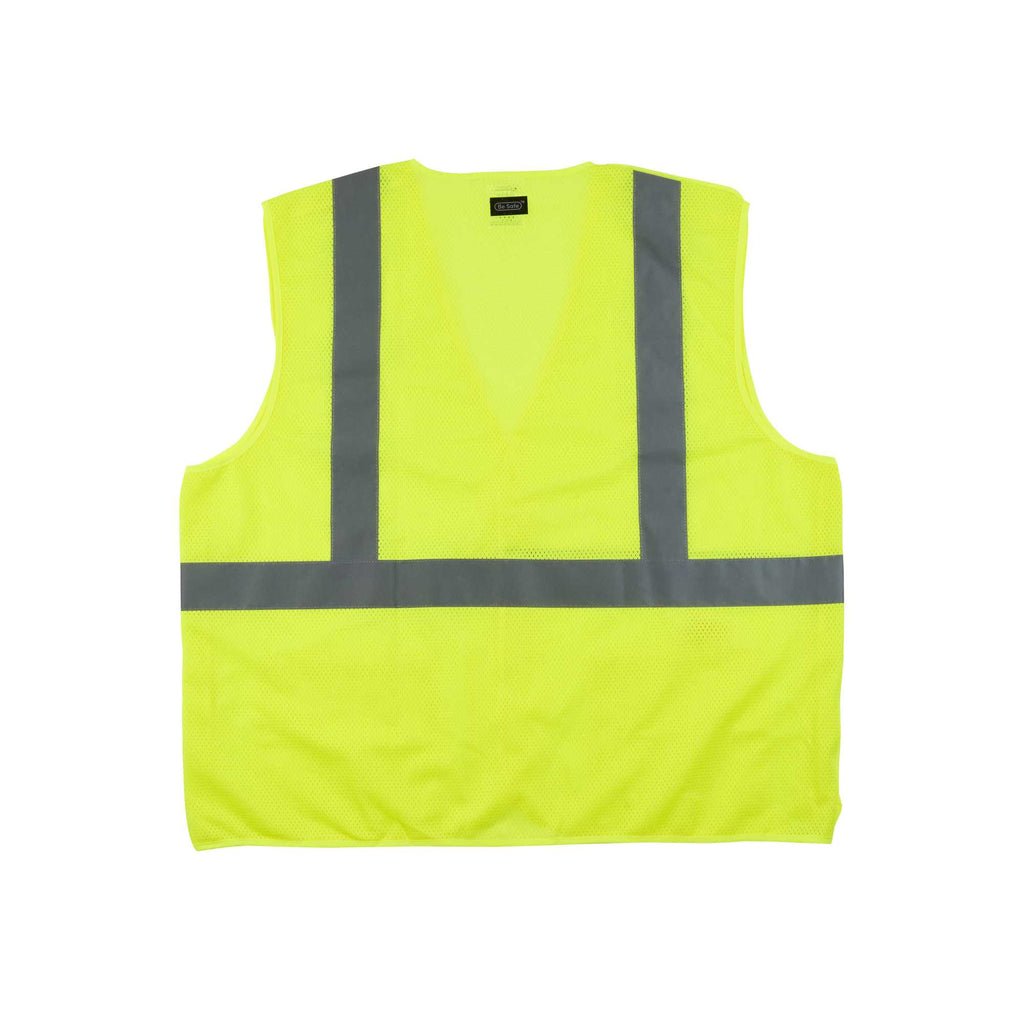 Be Safe Type R Class 2 Lime L/XL High Visibility 5-Point Breakaway Mesh Safety Vest - Hook/Loop Closure, Reflective Tape - 1 count box