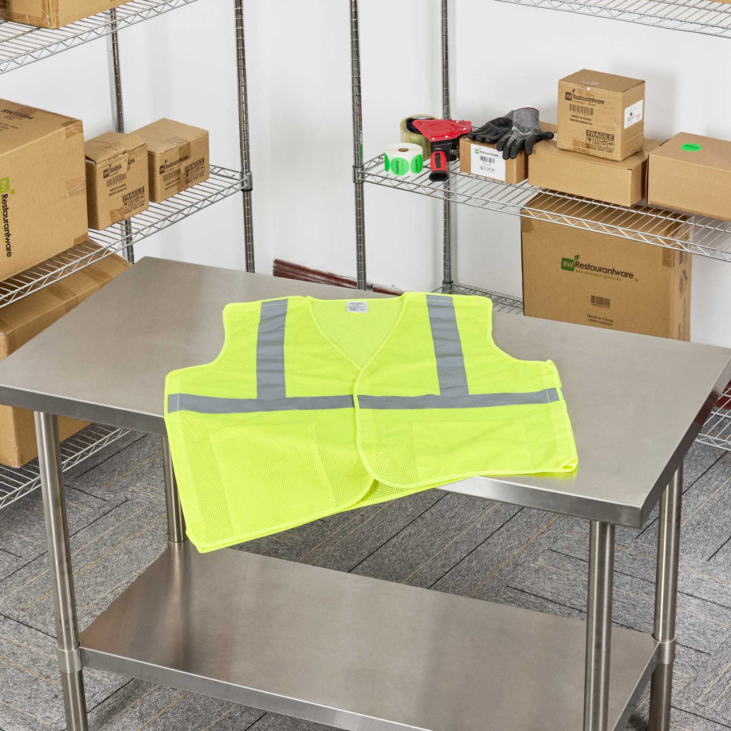 Be Safe Type R Class 2 Lime L/XL High Visibility 5-Point Breakaway Mesh Safety Vest - Hook/Loop Closure, Reflective Tape - 1 count box