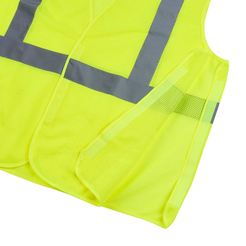 Be Safe Type R Class 2 Lime L/XL High Visibility 5-Point Breakaway Mesh Safety Vest - Hook/Loop Closure, Reflective Tape - 1 count box
