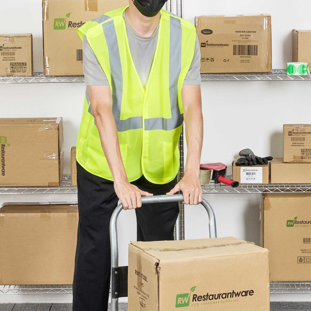 Be Safe Type R Class 2 Lime L/XL High Visibility 5-Point Breakaway Mesh Safety Vest - Hook/Loop Closure, Reflective Tape - 20 count box