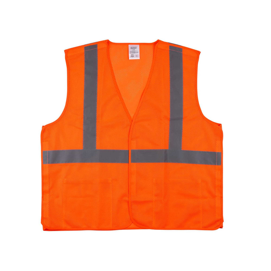 Be Safe Type R Class 2 Orange L/XL High Visibility 5-Point Breakaway Mesh Safety Vest - Hook/Loop Closure, Reflective Tape - 1 count box