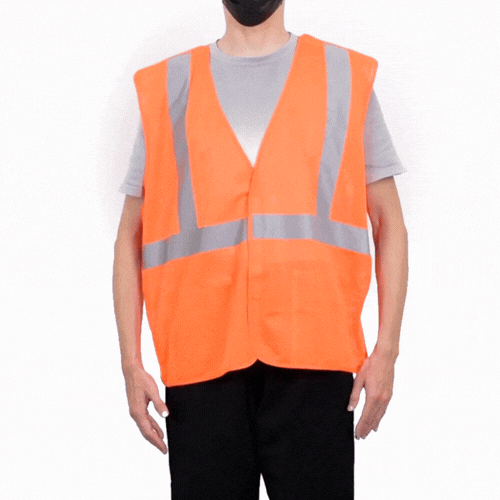 Be Safe Type R Class 2 Orange L/XL High Visibility 5-Point Breakaway Mesh Safety Vest - Hook/Loop Closure, Reflective Tape - 1 count box