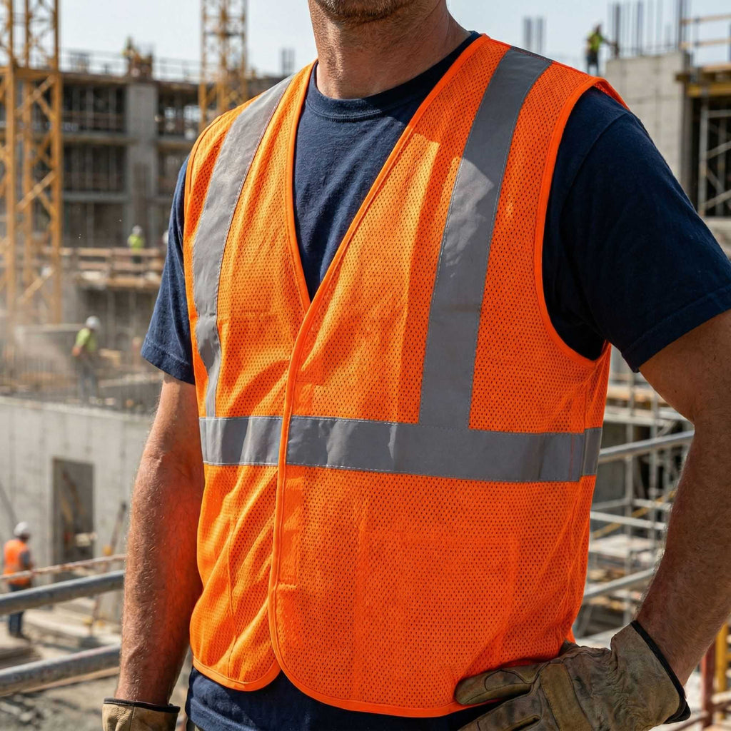 Be Safe Type R Class 2 Orange L/XL High Visibility 5-Point Breakaway Mesh Safety Vest - Hook/Loop Closure, Reflective Tape - 20 count box