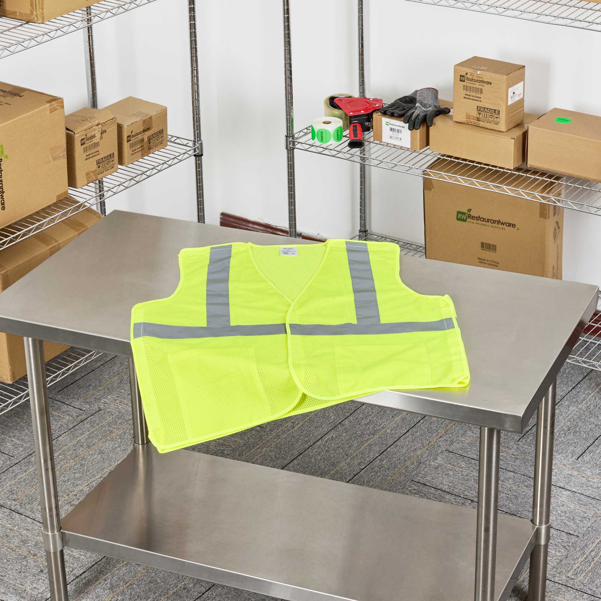 Be Safe Type R Class 2 Lime 2XL/3XL High Visibility 5-Point Breakaway Mesh Safety Vest - Hook/Loop Closure, Reflective Tape - 1 count box