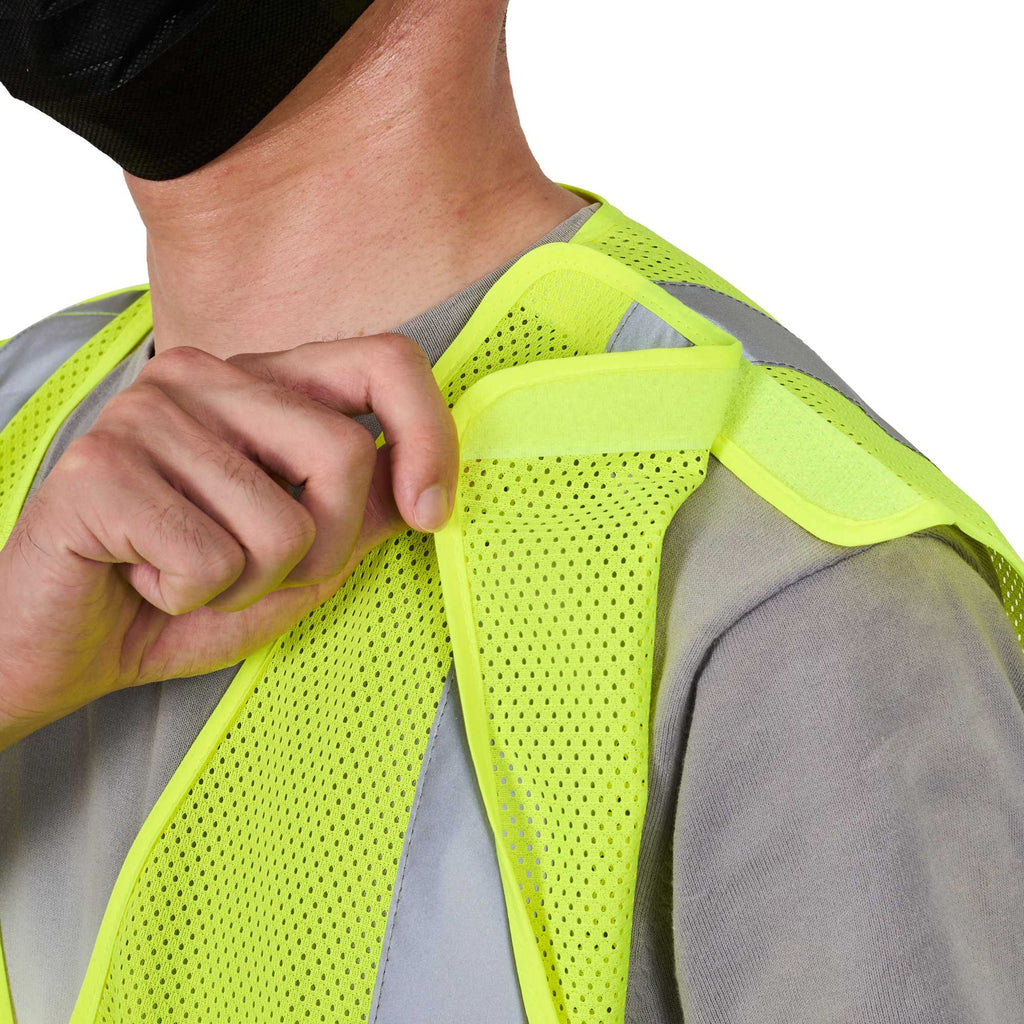 Be Safe Type R Class 2 Lime 2XL/3XL High Visibility 5-Point Breakaway Mesh Safety Vest - Hook/Loop Closure, Reflective Tape - 1 count box