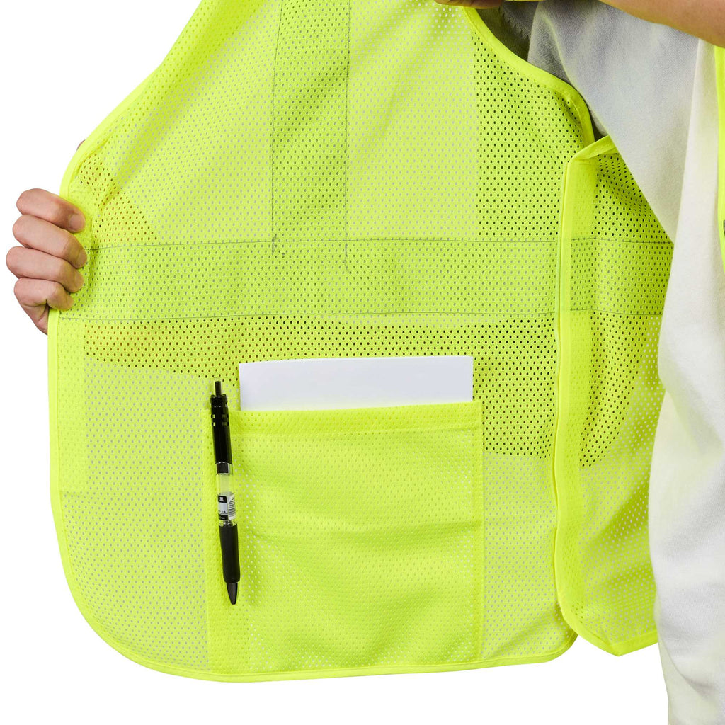 Be Safe Type R Class 2 Lime 2XL/3XL High Visibility 5-Point Breakaway Mesh Safety Vest - Hook/Loop Closure, Reflective Tape - 1 count box