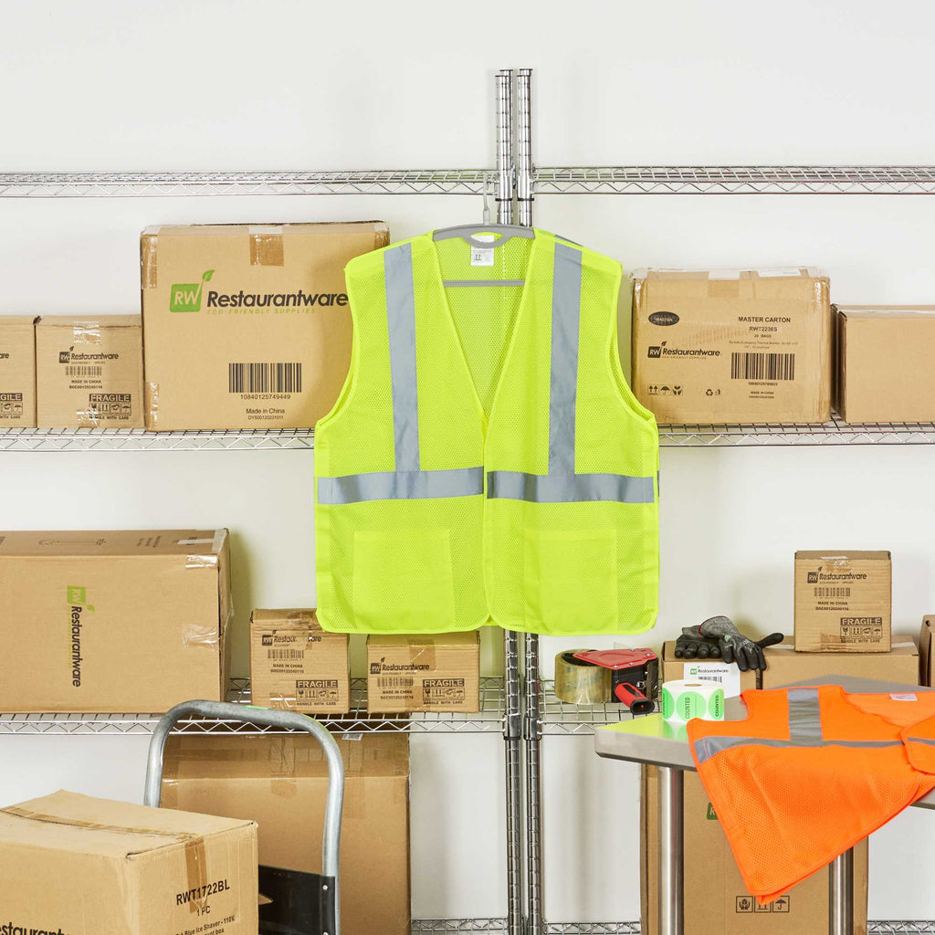 Be Safe Type R Class 2 Lime 2XL/3XL High Visibility 5-Point Breakaway Mesh Safety Vest - Hook/Loop Closure, Reflective Tape - 1 count box