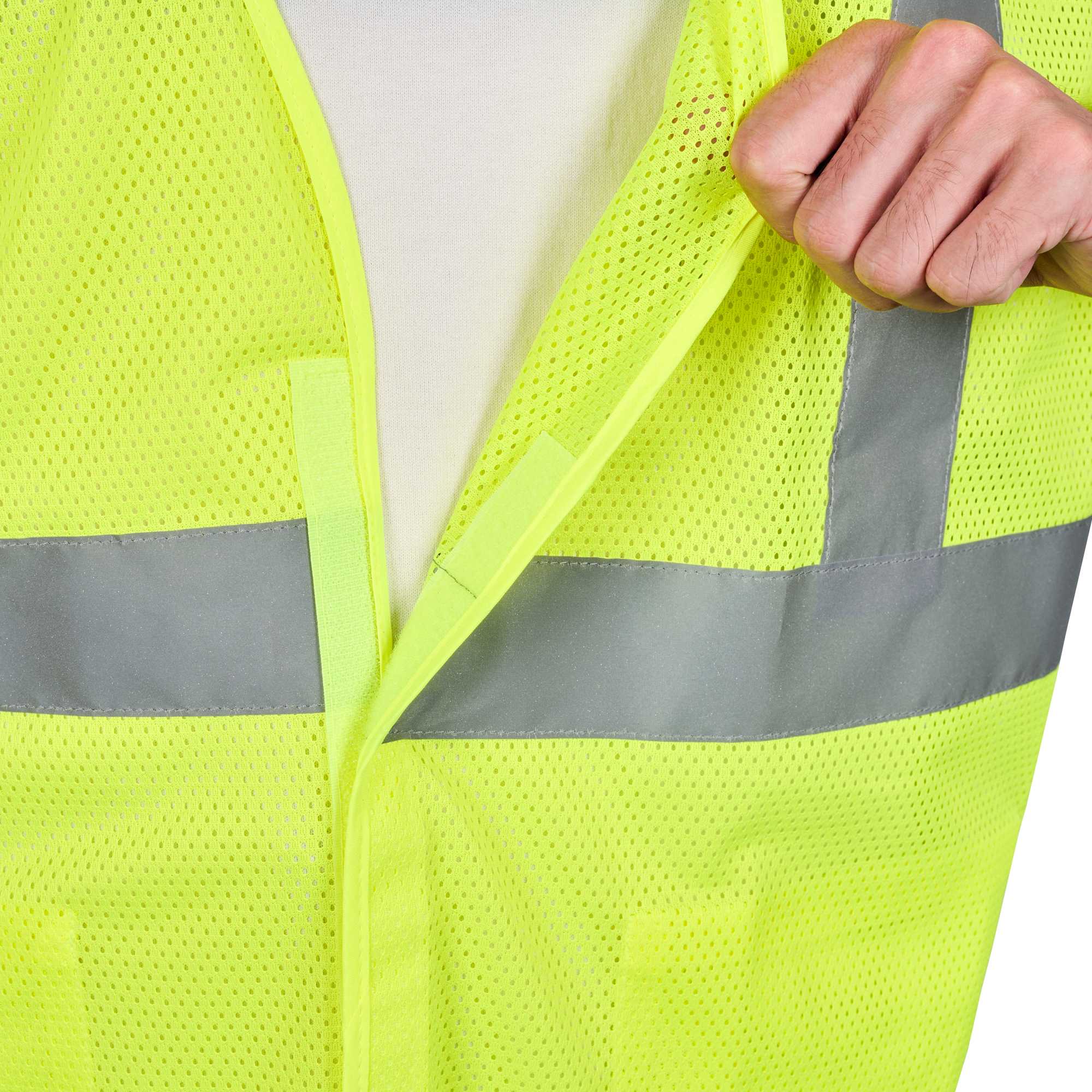 Be Safe Type R Class 2 Lime 2XL/3XL High Visibility 5-Point Breakaway Mesh Safety Vest - Hook/Loop Closure, Reflective Tape - 20 count box