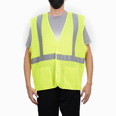 Be Safe Type R Class 2 Lime 2XL/3XL High Visibility 5-Point Breakaway Mesh Safety Vest - Hook/Loop Closure, Reflective Tape - 20 count box