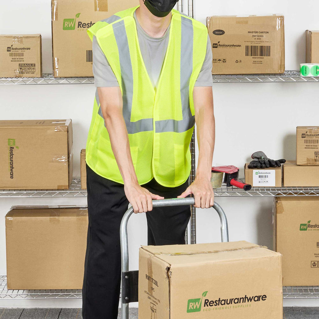 Be Safe Type R Class 2 Lime 2XL/3XL High Visibility 5-Point Breakaway Mesh Safety Vest - Hook/Loop Closure, Reflective Tape - 20 count box