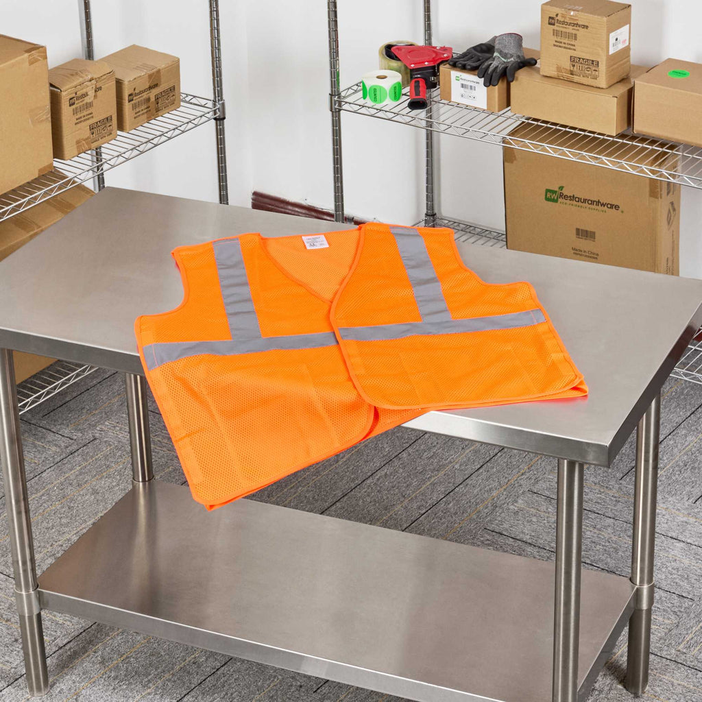 Be Safe Type R Class 2 Orange 2XL/3XL High Visibility 5-Point Breakaway Mesh Safety Vest - Hook/Loop Closure, Reflective Tape - 1 count box