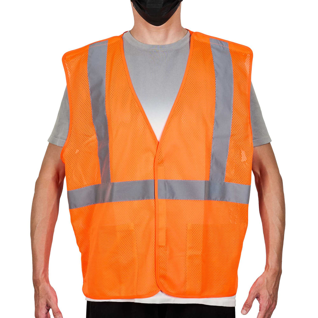 Be Safe Type R Class 2 Orange 2XL/3XL High Visibility 5-Point Breakaway Mesh Safety Vest - Hook/Loop Closure, Reflective Tape - 1 count box