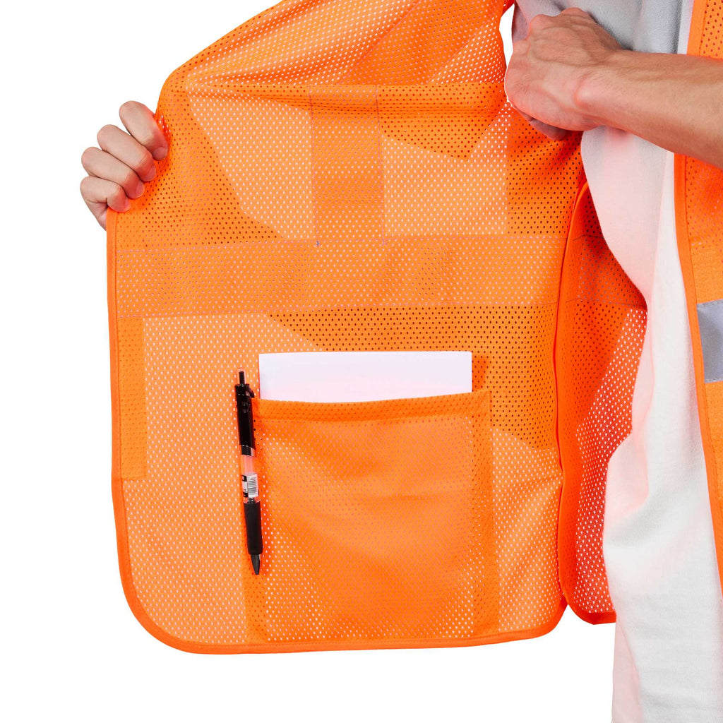 Be Safe Type R Class 2 Orange 2XL/3XL High Visibility 5-Point Breakaway Mesh Safety Vest - Hook/Loop Closure, Reflective Tape - 1 count box