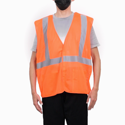 Be Safe Type R Class 2 Orange 2XL/3XL High Visibility 5-Point Breakaway Mesh Safety Vest - Hook/Loop Closure, Reflective Tape - 1 count box