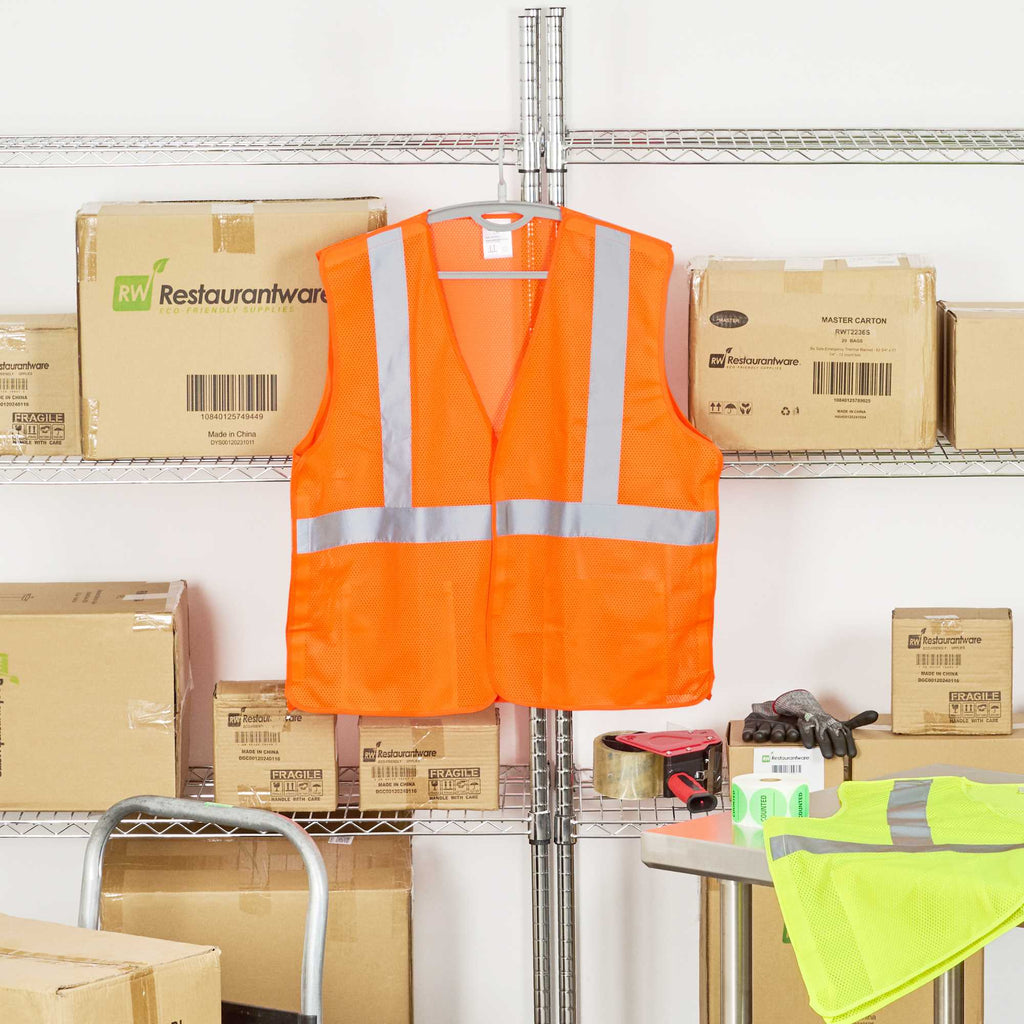 Be Safe Type R Class 2 Orange 2XL/3XL High Visibility 5-Point Breakaway Mesh Safety Vest - Hook/Loop Closure, Reflective Tape - 1 count box