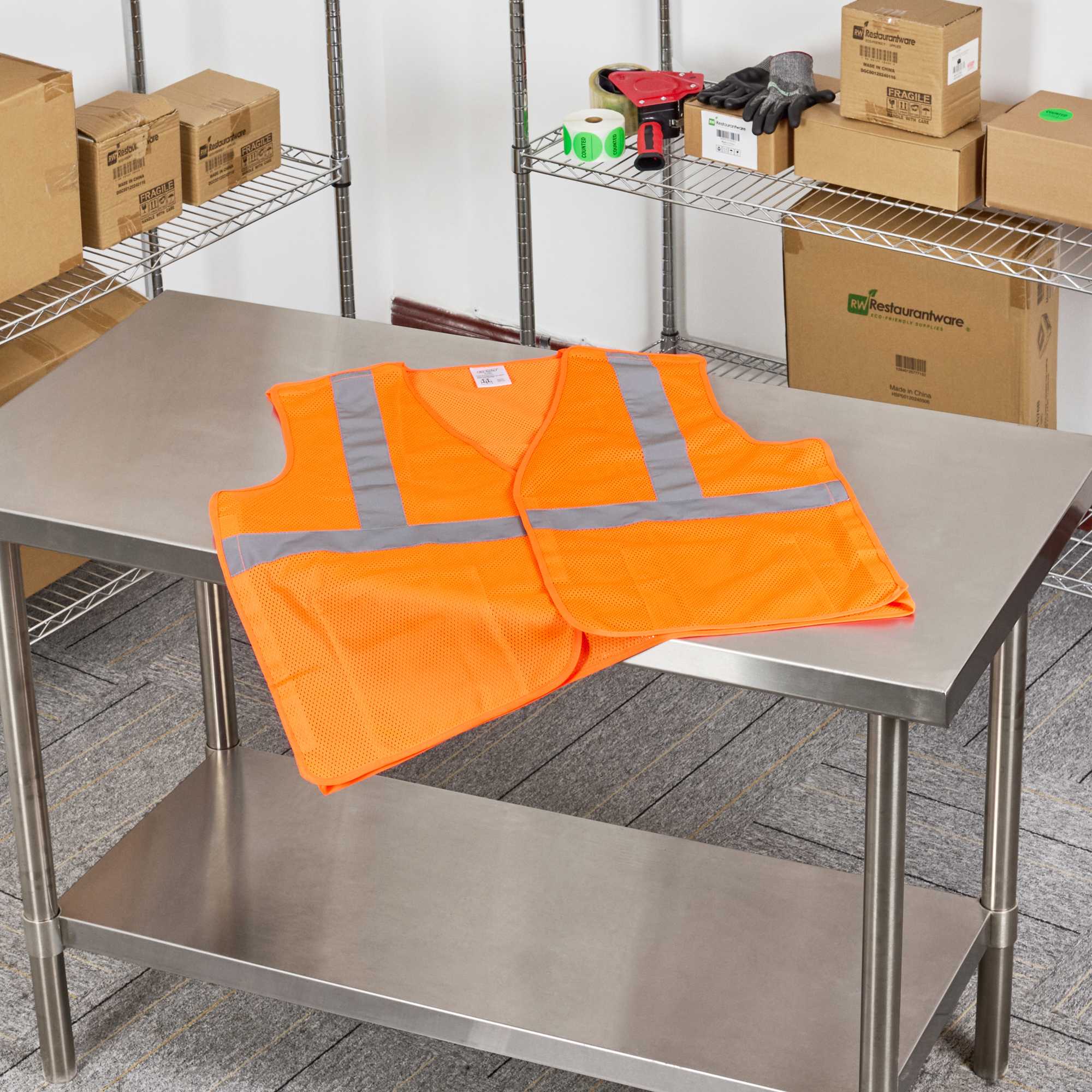 Be Safe Type R Class 2 Orange 2XL/3XL High Visibility 5-Point Breakaway Mesh Safety Vest - Hook/Loop Closure, Reflective Tape - 20 count box