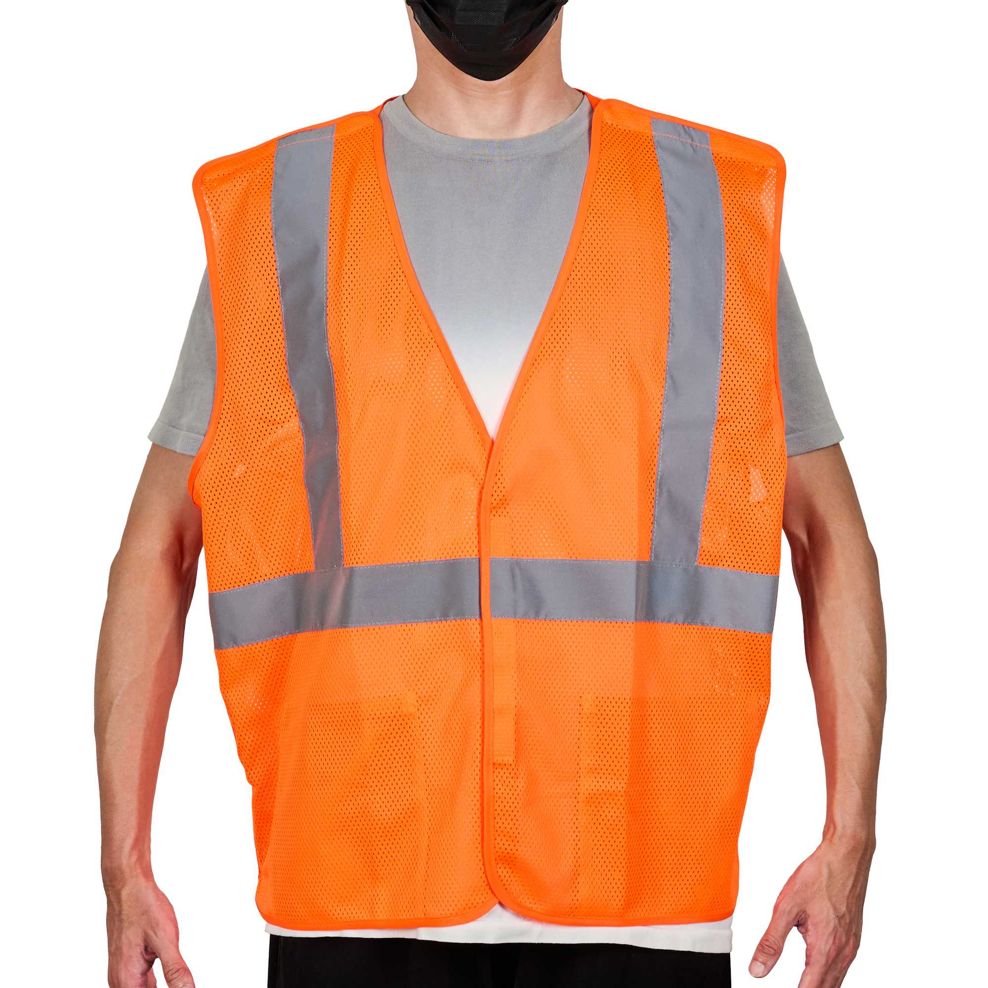 Be Safe Type R Class 2 Orange 2XL/3XL High Visibility 5-Point Breakaway Mesh Safety Vest - Hook/Loop Closure, Reflective Tape - 20 count box