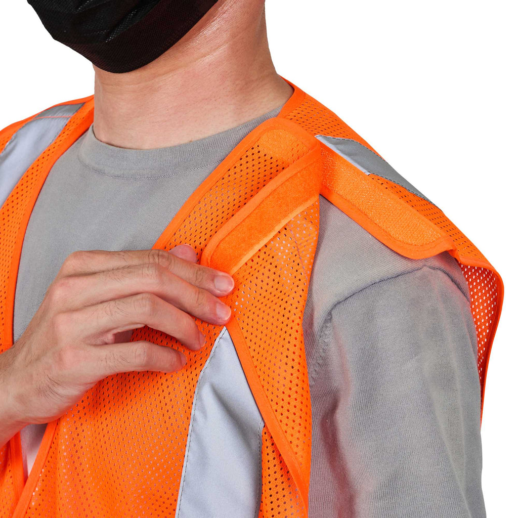 Be Safe Type R Class 2 Orange 2XL/3XL High Visibility 5-Point Breakaway Mesh Safety Vest - Hook/Loop Closure, Reflective Tape - 20 count box