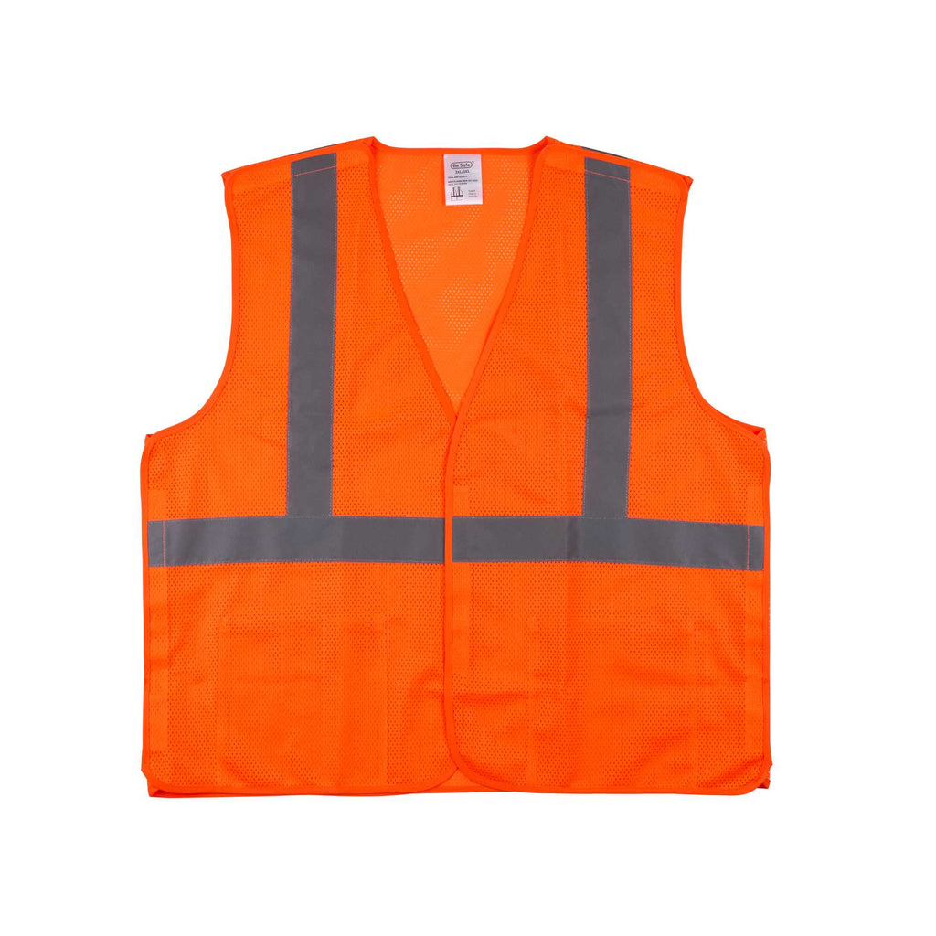 Be Safe Type R Class 2 Orange 2XL/3XL High Visibility 5-Point Breakaway Mesh Safety Vest - Hook/Loop Closure, Reflective Tape - 20 count box