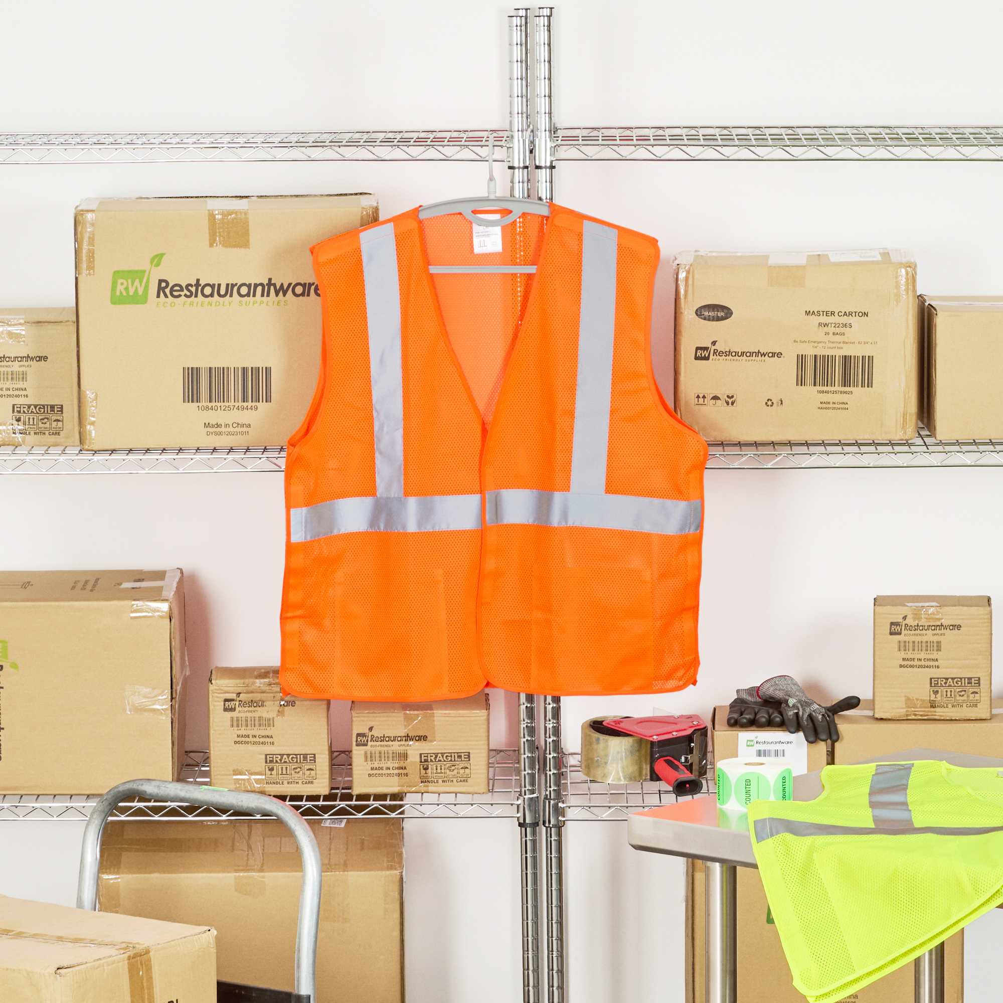 Be Safe Type R Class 2 Orange 2XL/3XL High Visibility 5-Point Breakaway Mesh Safety Vest - Hook/Loop Closure, Reflective Tape - 20 count box
