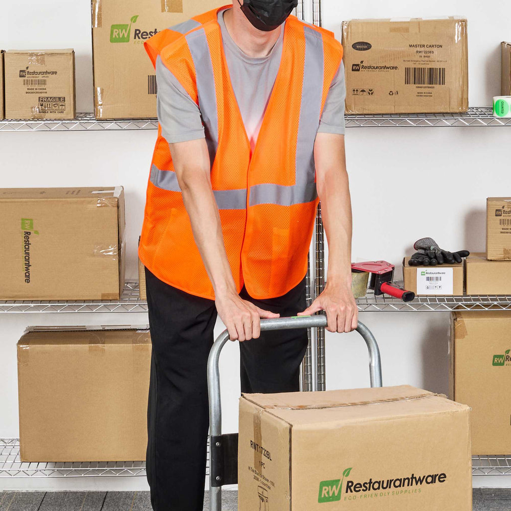 Be Safe Type R Class 2 Orange 2XL/3XL High Visibility 5-Point Breakaway Mesh Safety Vest - Hook/Loop Closure, Reflective Tape - 20 count box