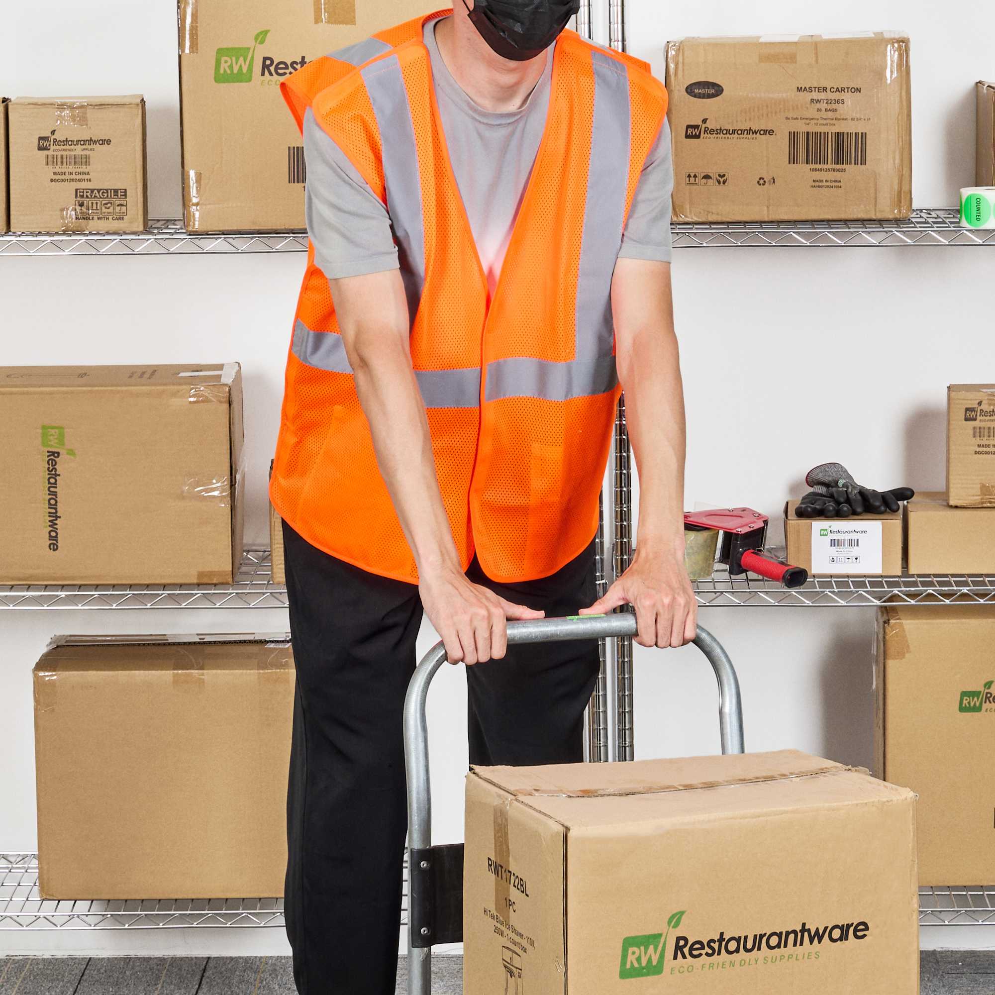 Be Safe Type R Class 2 Orange 2XL/3XL High Visibility 5-Point Breakaway Mesh Safety Vest - Hook/Loop Closure, Reflective Tape - 20 count box