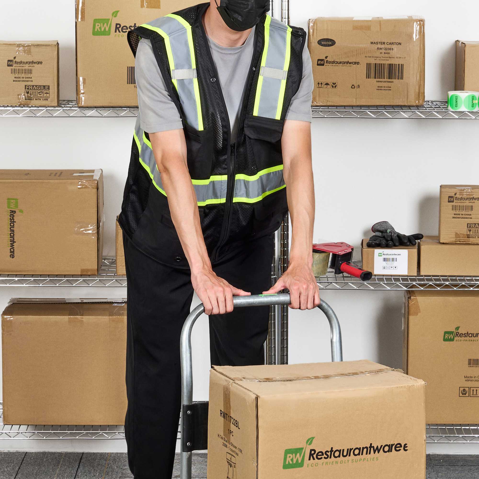 Be Safe Black S/M High Visibility Mesh Safety Vest - Zipper Closure, Reflective Tape - 1 count box