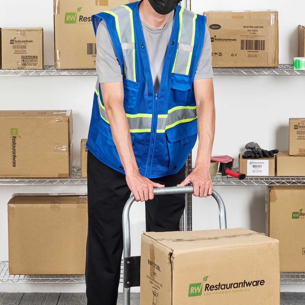Be Safe Blue S/M High Visibility Mesh Safety Vest - Zipper Closure, Reflective Tape - 1 count box