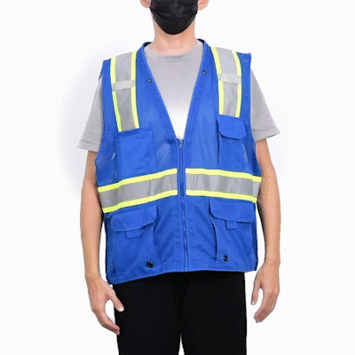 Be Safe Blue S/M High Visibility Mesh Safety Vest - Zipper Closure, Reflective Tape - 20 count box